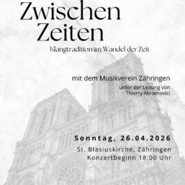 Kirchenkonzert am Sonntag 26. April um 18 Uhr Kirchenkonzert am Sonntag 26. April um 18 Uhr